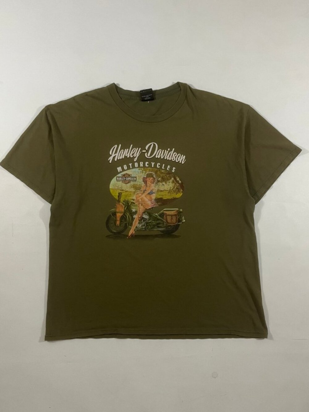 Harley-Davidson Alligator Alley Fort Lauderdale Pin-Up Biker Tee Olive Green